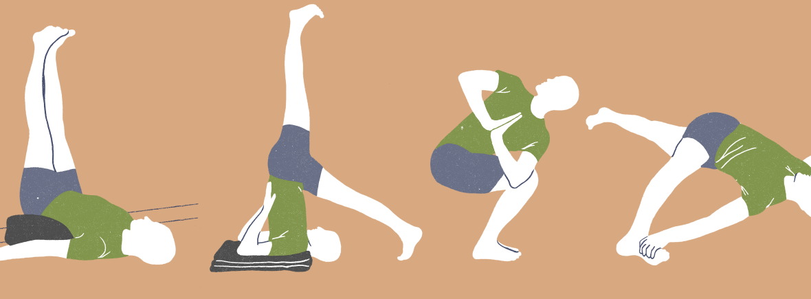 Illustrations of poses in Onward Facing Yoga